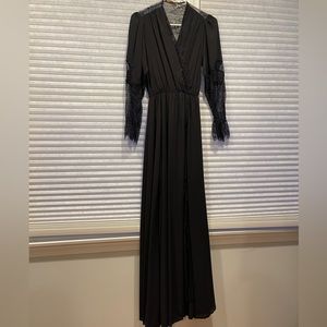 Black long dress with long sleeves and lace